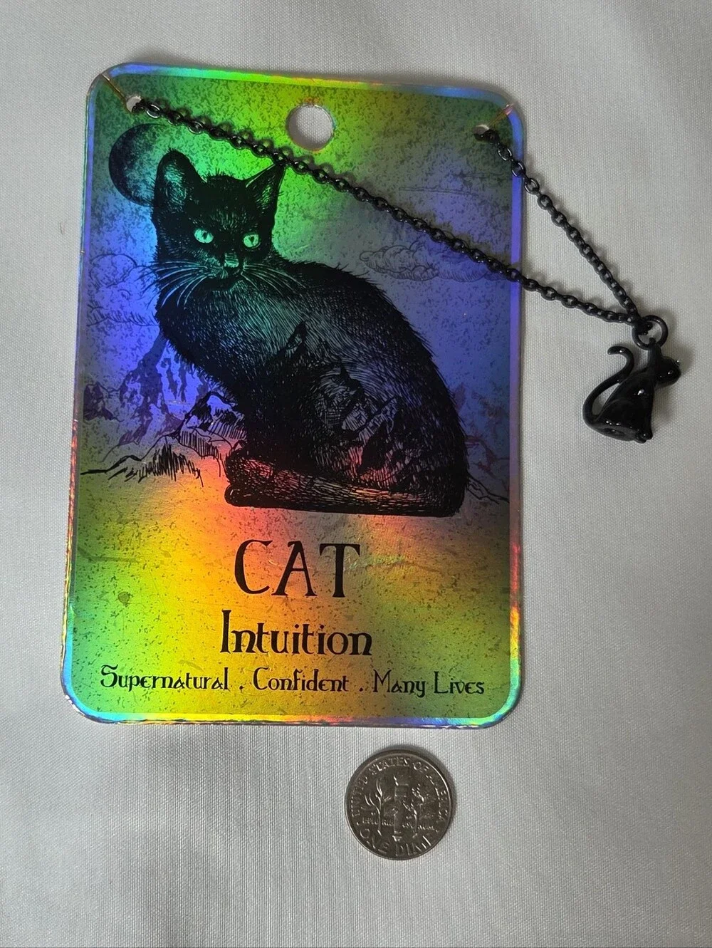 Cat Intuition Pendant Necklace - Black